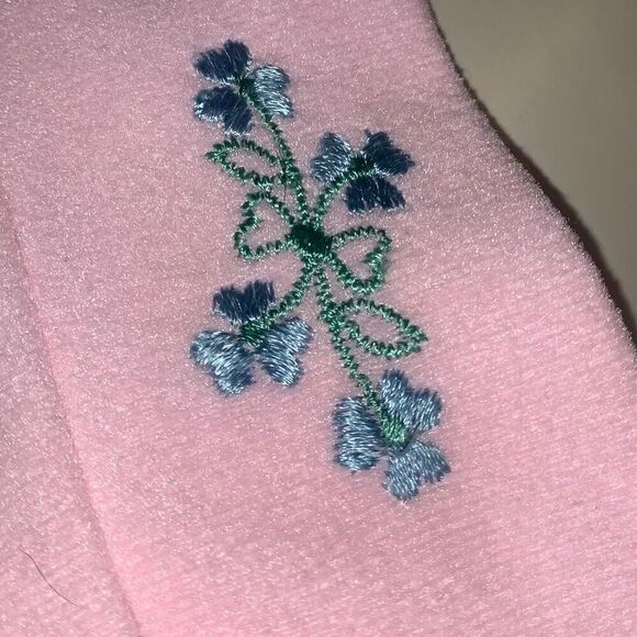 Vintage Pink Sears Embroidered Fleece Tie Waist Dressing Robe Small - Picture 5 of 14